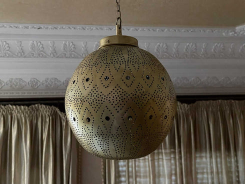 Boho Moroccan Brass Pendant Light – Vintage Ceiling Lamp (PL 1071)